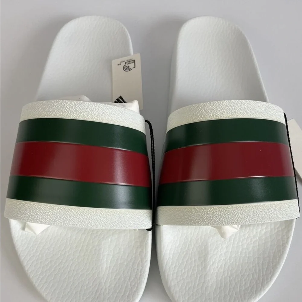 Gucci Pursuit 72 Pool Slides White Rubber 308234 Size 10 - Picture 4 of 10